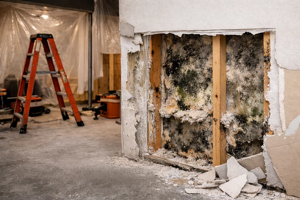 Mold growth inside wall cavity after home renovations in New Jersey